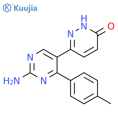 3(2H)-Pyridazinone, 6-[2-amino-4-(4-methylphenyl)-5-pyrimidinyl]- structure