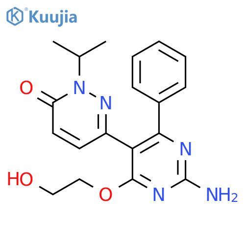 3(2H)-Pyridazinone,6-[2-amino-4-(2-hydroxyethoxy)-6-phenyl-5-pyrimidinyl]-2-(1-methylethyl)- structure