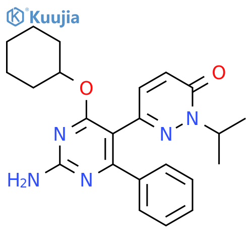 3(2H)-Pyridazinone,6-[2-amino-4-(cyclohexyloxy)-6-phenyl-5-pyrimidinyl]-2-(1-methylethyl)- structure