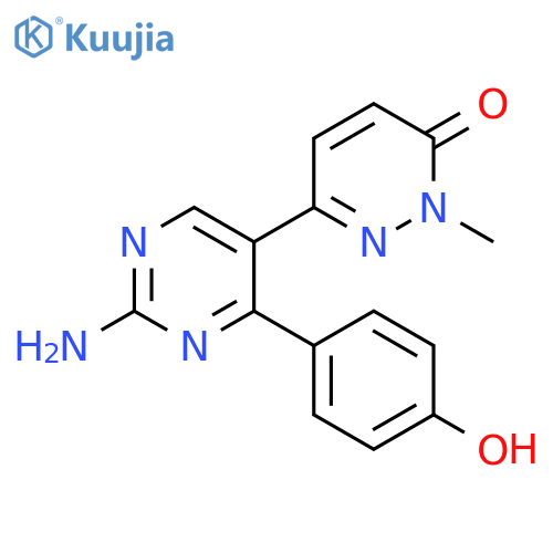 3(2H)-Pyridazinone,6-[2-amino-4-(4-hydroxyphenyl)-5-pyrimidinyl]-2-methyl- structure