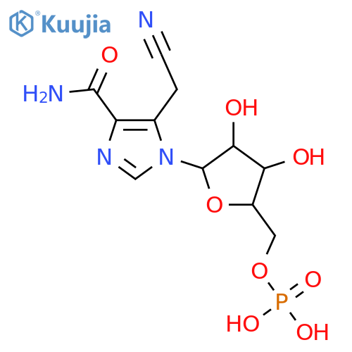 5-(cyanomethyl)-1-(5-O-phosphonopentofuranosyl)-1H-imidazole-4-carboxamide structure