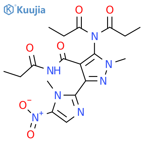 1H-Pyrazole-4-carboxamide,5-[bis(1-oxopropyl)amino]-1-methyl-3-(1-methyl-5-nitro-1H-imidazol-2-yl)-N-(1-oxopropyl)- structure