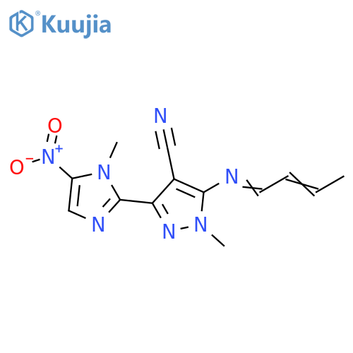 1H-Pyrazole-4-carbonitrile,5-(2-butenylideneamino)-1-methyl-3-(1-methyl-5-nitro-1H-imidazol-2-yl)- structure