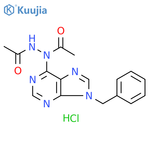 Acetic acid, 2-acetyl-1-[9-(phenylmethyl)-9H-purin-6-yl]hydrazide, hydrochloride (1:) structure