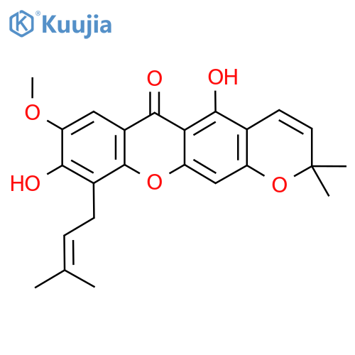 2H,6H-Pyrano[3,2-b]xanthen-6-one, 5,9-dihydroxy-8-methoxy-2,2-dimethyl-10-(3-methyl-2-butenyl)- (9CI) structure