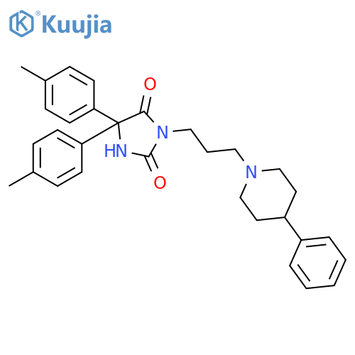 5,5-bis(4-methylphenyl)-3-[3-(4-phenylpiperidin-1-yl)propyl]imidazolidine-2,4-dione structure