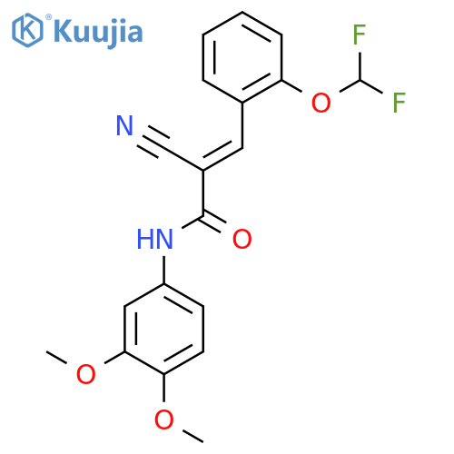 2-cyano-3-[2-(difluoromethoxy)phenyl]-N-(3,4-dimethoxyphenyl)prop-2-enamide structure
