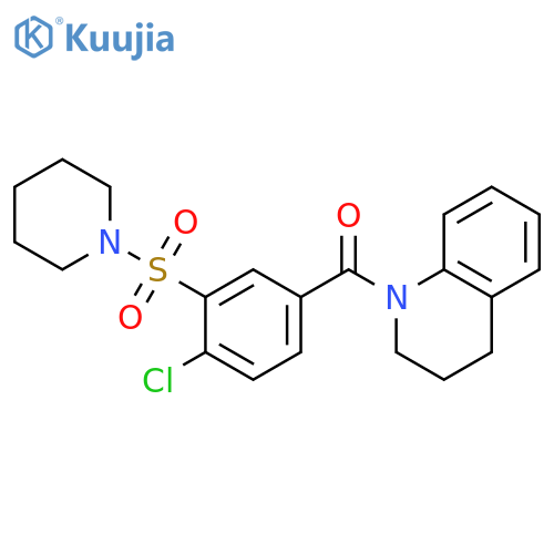 1-4-chloro-3-(piperidine-1-sulfonyl)benzoyl-1,2,3,4-tetrahydroquinoline structure