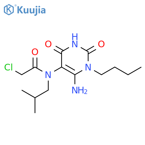 N-(6-amino-1-butyl-2,4-dioxo-1,2,3,4-tetrahydropyrimidin-5-yl)-2-chloro-N-(2-methylpropyl)acetamide structure