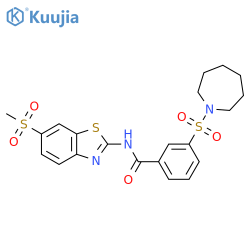 3-(azepane-1-sulfonyl)-N-(6-methanesulfonyl-1,3-benzothiazol-2-yl)benzamide structure