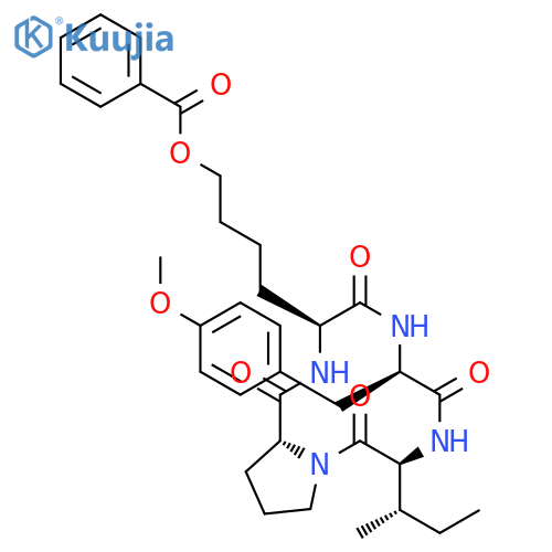 CYCLO[L-ISOLEUCYL-D-PROLYL-6-(BENZOYLOXY)-L-NORLEUCYL-O-METHYL-D-TYROSYL] structure
