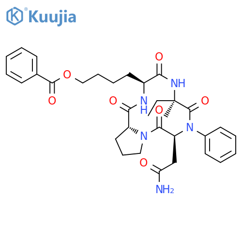 CYCLO[N-PHENYL-L-ASPARAGINYL-D-PROLYL-6-(BENZOYLOXY)-L-NORLEUCYL-L-ISOVALYL] structure