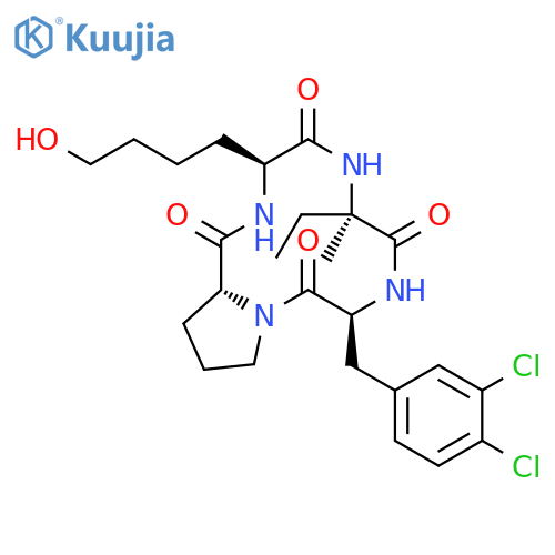 Cyclo(L-isovalyl-3,4-dichloro-L-phenylalanyl-D-prolyl-6-hydroxy-L-norleucyl) structure