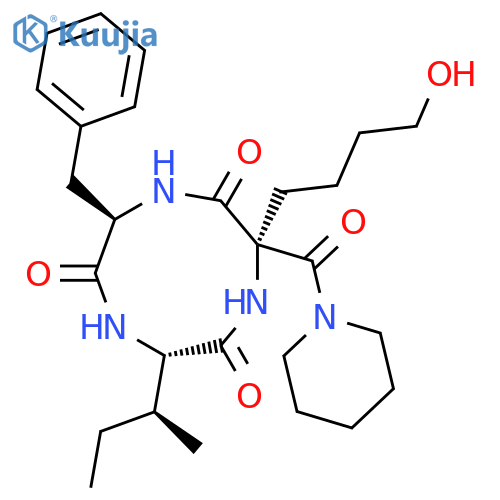 Cyclo[L-isoleucyl-(2S)-2-piperidinecarbonyl-6-hydroxy-L-norleucyl-D-phenylalanyl] structure