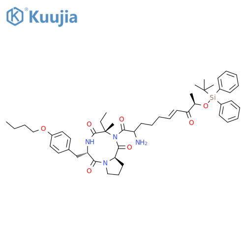 Cyclo[(2S,6E,9R)-2-amino-9-[[(1,1-dimethylethyl)diphenylsilyl]oxy]-8-oxo-6-decenoyl-L-isovalyl-O-butyl-L-tyrosyl-D-prolyl] structure