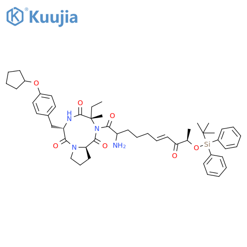 CYCLO[(2S,6E,9R)-2-AMINO-9-[[(1,1-DIMETHYLETHYL)DIPHENYLSILYL]OXY]-8-OXO-6-DECENOYL-L-ISOVALYL-O-CYCLOPENTYL-L-TYROSYL-D-PROLYL] structure