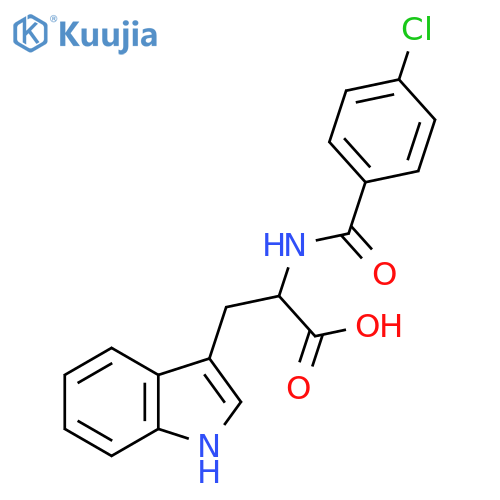 2-(4-chlorophenyl)formamido-3-(1H-indol-3-yl)propanoic acid structure