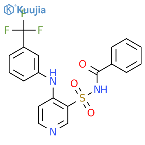N-[(4-{[3-(trifluoromethyl)phenyl]amino}pyridin-3-yl)sulfonyl]benzamide structure