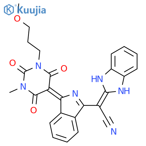 1H-Benzimidazole-2-acetonitrile,a-[2,3-dihydro-3-[tetrahydro-1-(3-methoxypropyl)-3-methyl-2,4,6-trioxo-5(2H)-pyrimidinylidene]-1H-isoindol-1-ylidene]- structure
