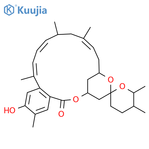 18-hydroxy-5',6',10,12,16,19-hexamethyl-3,3',4,4',5',6',7,8,11,12-decahydro-1H-spiro[3,7-methano[2,6]benzodioxacyclooctadecine-5,2'-pyran]-1-one structure