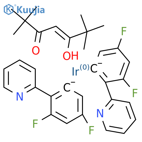 2-(2,4-Difluorobenzene-6-id-1-yl)pyridine;(Z)-5-hydroxy-2,2,6,6-tetramethylhept-4-en-3-one;iridium structure