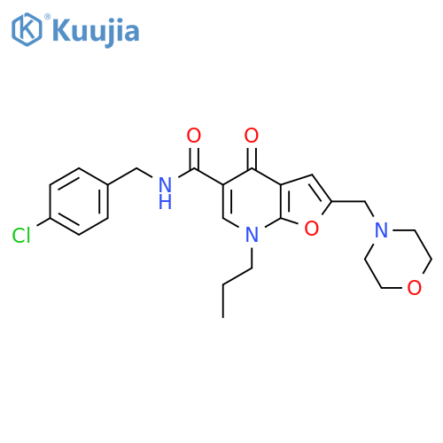 N-[(4-Chlorophenyl)methyl]-2-(morpholin-4-ylmethyl)-4-oxo-7-propylfuro[2,3-b]pyridine-5-carboxamide structure