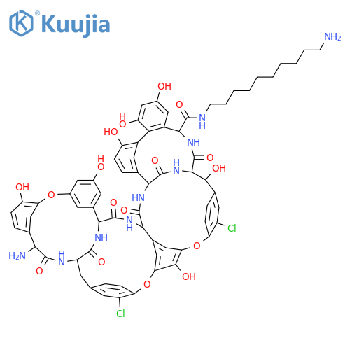 Ristomycin A aglycone, 38-[[(10-aminodecyl)amino]carbonyl]-22,31-dichloro-38-de(methoxycarbonyl)-7-demethyl-19-deoxy- (9CI) structure
