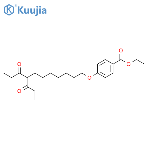 Benzoic acid, 4-[[9-oxo-8-(1-oxopropyl)undecyl]oxy]-, ethyl ester structure