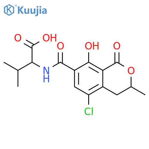 L-Valine,N-[(5-chloro-3,4-dihydro-8-hydroxy-3-methyl-1-oxo-1H-2-benzopyran-7-yl)carbonyl]-,(R)- (9CI) structure