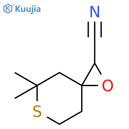 1-OXA-6-THIASPIRO[2.5]OCTANE-2-CARBONITRILE, 5,5-DIMETHYL- structure