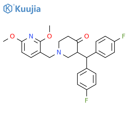 4-Piperidinone,3-[bis(4-fluorophenyl)methyl]-1-[(2,6-dimethoxy-3-pyridinyl)methyl]- structure