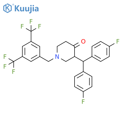 4-Piperidinone,3-[bis(4-fluorophenyl)methyl]-1-[[3,5-bis(trifluoromethyl)phenyl]methyl]- structure