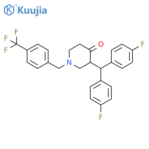 4-Piperidinone,3-[bis(4-fluorophenyl)methyl]-1-[[4-(trifluoromethyl)phenyl]methyl]- structure
