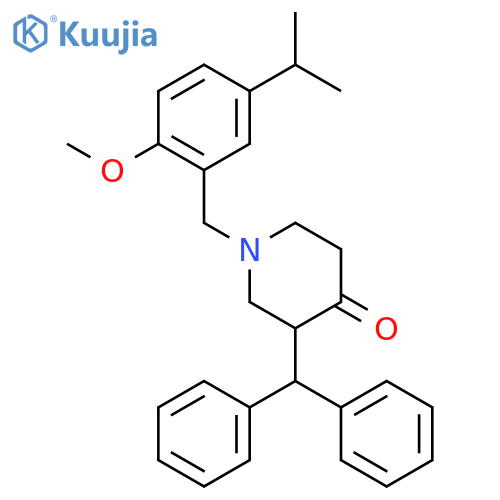 4-Piperidinone,3-(diphenylmethyl)-1-[[2-methoxy-5-(1-methylethyl)phenyl]methyl]- structure