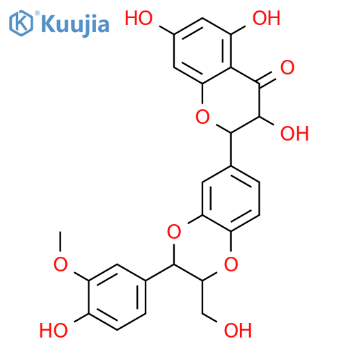 4H-1-Benzopyran-4-one,2-[2,3-dihydro-3-(4-hydroxy-3-methoxyphenyl)-2-(hydroxymethyl)-1,4-benzodioxin-6-yl]-2,3-dihydro-3,5,7-trihydroxy-,[2R-[2a,3b,6(2R*,3R*)]]-, dimer structure