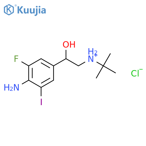 N-[2-(4-amino-3-fluoro-5-iodophenyl)-2-hydroxyethyl]-2-methylpropan-2-aminium chloride structure
