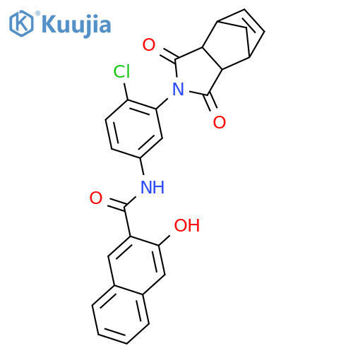 N-[4-chloro-3-(1,3-dioxo-1,3,3a,4,7,7a-hexahydro-2H-4,7-methanoisoindol-2-yl)phenyl]-3-hydroxynaphthalene-2-carboxamide structure