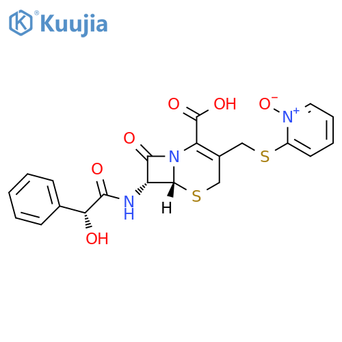 (6R)-7-{[hydroxy(phenyl)acetyl]amino}-3-{[(1-oxidopyridin-2-yl)sulfanyl]methyl}-8-oxo-5-thia-1-azabicyclo[4.2.0]oct-2-ene-2-carboxylic acid structure