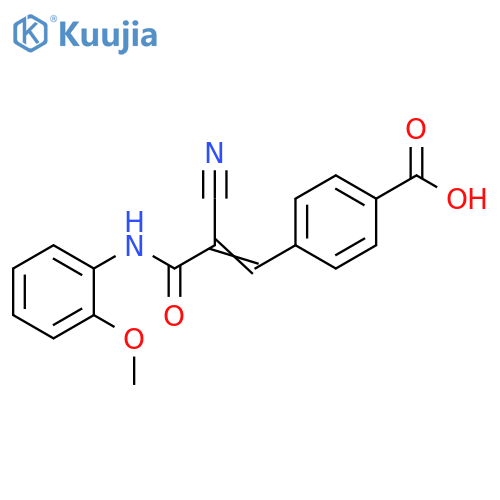 4-[2-Cyano-3-[(2-methoxyphenyl)amino]-3-oxo-1-propen-1-yl]benzoic acid structure