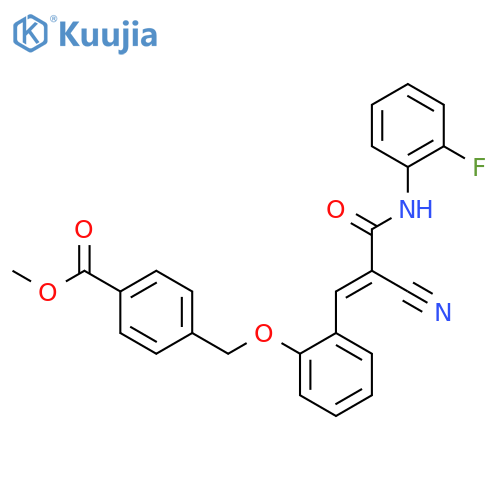 Methyl 4-[(2-{2-cyano-2-[(2-fluorophenyl)carbamoyl]eth-1-en-1-yl}phenoxy)methyl]benzoate structure