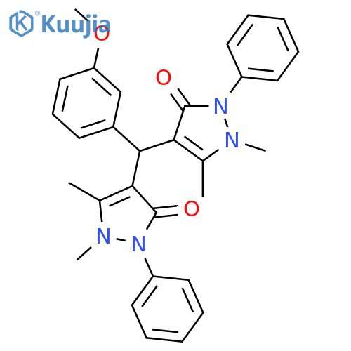 <br>4,4'-[(3-methoxyphenyl)methanediyl]bis(1,5-dimethyl-2-phenyl-1,2-dihydro-3H -pyrazol-3-one) structure