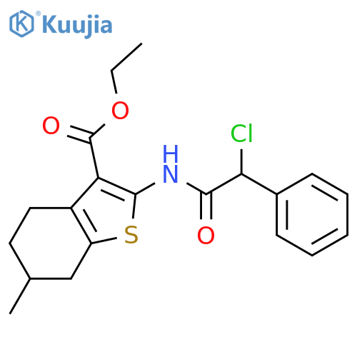ethyl 2-(2-chloro-2-phenylacetamido)-6-methyl-4,5,6,7-tetrahydro-1-benzothiophene-3-carboxylate structure