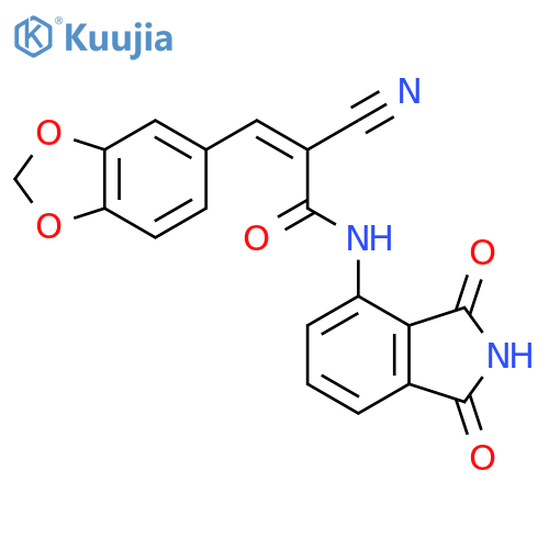 (Z)-3-(1,3-Benzodioxol-5-yl)-2-cyano-N-(1,3-dioxoisoindol-4-yl)prop-2-enamide structure