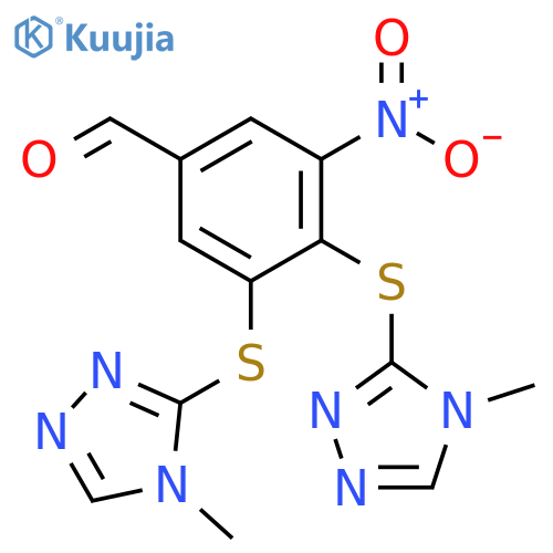 3,4-bis(4-methyl-4H-1,2,4-triazol-3-yl)sulfanyl-5-nitrobenzaldehyde structure