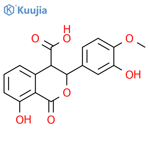 1H-2-Benzopyran-4-carboxylic acid,3,4-dihydro-8-hydroxy-3-(3-hydroxy-4-methoxyphenyl)-1-oxo- structure