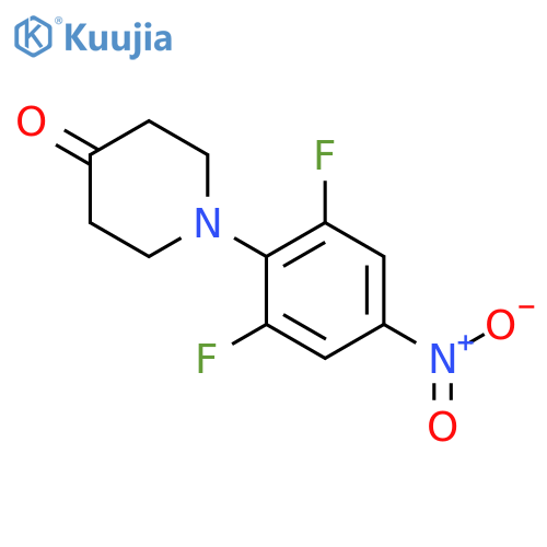 1-(2,6-difluoro-4-nitro-phenyl)piperidin-4-one structure