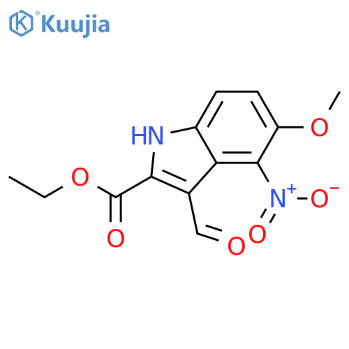 1H-INDOLE-2-CARBOXYLIC ACID, 3-FORMYL-5-METHOXY-4-NITRO-, ETHYL ESTER structure