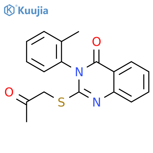 4(3H)-Quinazolinone, 3-(2-methylphenyl)-2-[(2-oxopropyl)thio]- structure