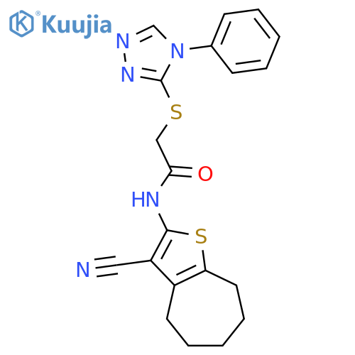 N-(3-cyano-5,6,7,8-tetrahydro-4H-cyclohepta[b]thiophen-2-yl)-2-[(4-phenyl-4H-1,2,4-triazol-3-yl)sulfanyl]acetamide structure