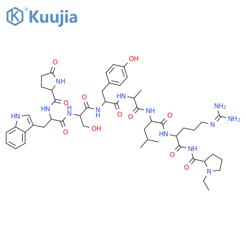 5-oxo-L-prolyl-L-tryptophyl-L-seryl-L-tyrosyl-D-alanyl-L-leucyl-N~5~-(diaminomethylidene)-N-{[(2S)-1-ethylpyrrolidin-2-yl]carbonyl}-L-ornithinamide structure